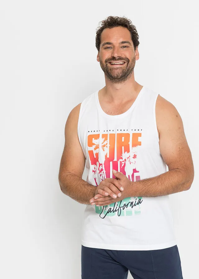CAMISETA SIN MANGAS (2 UNIDADES) DE CORTE AJUSTADO AZUL MARINOBLANCO ESTAMPADO